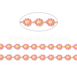 Catene a maglie con fiori di margherita in acciaio inossidabile 304 con placcatura ionica smaltata (ip)&nbsp;AJEW-J035-03G-14