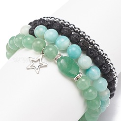 Juego de pulseras elásticas de aventurina verde natural&nbsp;BJEW-JB08481
