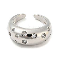 Anneau de manchette ouvert en laiton micro pavé de zircone cubique&nbsp;RJEW-C033-15P