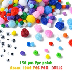 1150 Stück Pompom-Garn-Pom-Pom-Bälle und Wackelaugen-Cabochons.&nbsp;DIY-YW0012-27