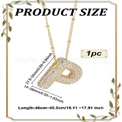 Collier avec pendentif lettre en laiton micro pavé en oxyde de zirconium 1 pièce&nbsp;NJEW-LP0001-43P-G