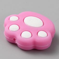 Perline focali in silicone ecologico per uso alimentare con stampa della zampa di gatto&nbsp;SIL-WH0012-040K