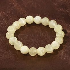 Natürliche goldene Seiden-Jade-Rundperlen-Stretcharmbänder für Damen&nbsp;BJEW-F535-01D