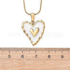 Collares con colgante de acero inoxidable 304 con esmalte blanco para mujer&nbsp;NJEW-F378-02G-01
