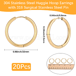 10 par de pendientes de aro huggie de acero inoxidable 304&nbsp;EJEW-BBC0002-33
