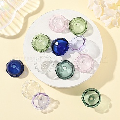 12 Stück transparente Glasperlenkappen in 6 Farben&nbsp;GLAA-YW0004-84