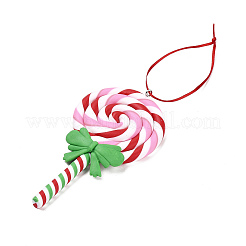 Sucette de Noël décorations de pendentif en argile polymère faites à la main&nbsp;HJEW-P017-02F