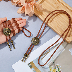 2 collane con cravatta bolo in lega di zinco con fiori&nbsp;NJEW-DC0001-27