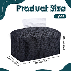 Boîtes à mouchoirs en similicuir texturées croisées&nbsp;CON-WH0095-208B