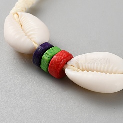 Bracciali di perle intrecciate conchiglia di ciprea naturale&nbsp;BJEW-WH0017-41D