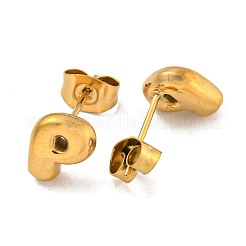 Chunk-Buchstaben-Ohrstecker aus 304 Edelstahl für Damen&nbsp;LS-EJEW-G386-01P-G