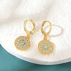 Orecchini a cerchio in ottone con zirconi cubici chiari micro pavè&nbsp;EJEW-B121-03G