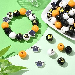 Abschlusssaison-Thema DIY runde Naturholzperlen & Juteschnur Anhänger-Bastelsets&nbsp;DIY-CJ0002-71