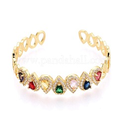 Armreifen aus Messing mit Mikropavé und Zirkonia und Strass für Damen&nbsp;KK-T079-66G