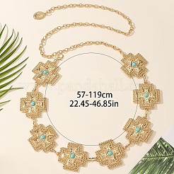 Chaîne de taille en alliage avec maillons croisés en turquoise synthétique teintée pour femmes&nbsp;FS-WG34991-02