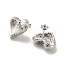 Boucles d'oreilles en laiton plaqué coeur&nbsp;EJEW-M240-05P