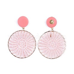 Aretes colgantes tejidos de poliéster de hierro&nbsp;EJEW-JE03225