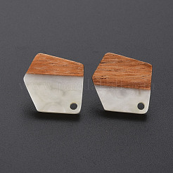 Zweifarbige Ohrstecker aus Harz und Walnussholz&nbsp;MAK-N032-032