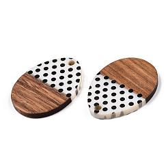 Pendentifs en résine opaque imprimée et bois de noyer&nbsp;RESI-TAC0017-65