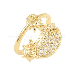 Verstellbare Fingerringe aus Messing mit Mikropavé-Fassung aus Zirkonia für Damen&nbsp;LS-RJEW-A090-01B-G