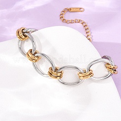 Bracelets à maillons bicolores en acier inoxydable 304 pour femmes&nbsp;SA-CBA7B26-05GP-02