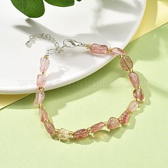 Armbänder aus natürlichen Erdbeerquarzperlen für Frauen&nbsp;BJEW-H623-02S-15