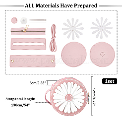 Diy nähen auf pu leder gänseblümchen blumenmuster runde multi-use crossbody/schultertasche herstellung kits&nbsp;DIY-WH0297-56B