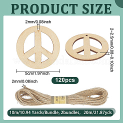 120 Stück Holz große Anhänger&nbsp;WOOD-NB0003-09