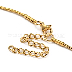 Collar con colgante de barra curva de acero inoxidable 202 con revestimiento al vacío de PVD y cadenas de serpiente redondas para mujer&nbsp;NJEW-H011-02G