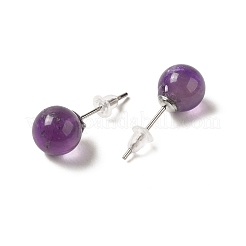 Natürlichen Amethyst Ohrstecker&nbsp;G-B075-02P-04