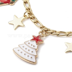 Weihnachtsbaum Weihnachtsmann Legierung Emaille Charm Armbänder&nbsp;BJEW-TA00491
