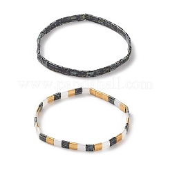 Ensemble de bracelets extensibles perlés rectangle de graine de verre 2pcs 2&nbsp;BJEW-JB09036