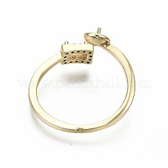 Messing Micro Pave klar Zirkonia Peg Bails Manschette Fingerring Einstellungen&nbsp;KK-S360-011-NF