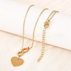 Verstellbare Lariat-Halsketten mit Unendlichkeitsherzanhänger aus Edelstahl 304&nbsp;NJEW-H093-04G