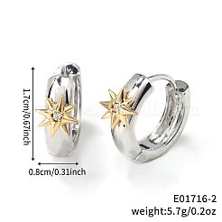 Boucles d'oreilles créoles tendance en laiton et zircone cubique transparente&nbsp;NY7693-2