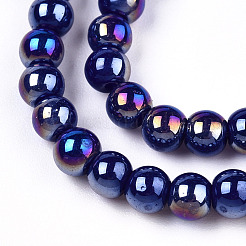Chapelets de perles en verre opaque électrolytique&nbsp;GLAA-T032-P4mm-AB03