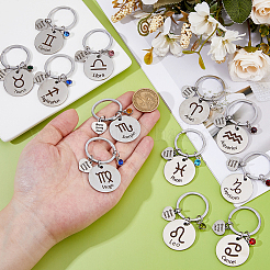 12 porte-clés en acier inoxydable avec strass&nbsp;KEYC-FH0001-68