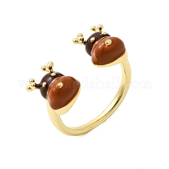 Bagues manchette en laiton émaillé de Noël pour femmes&nbsp;RJEW-L336-04G-01