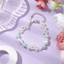 Braccialetti da donna con perle di conchiglia di vetro e perle imitazione plastica ABS&nbsp;BJEW-JB10597