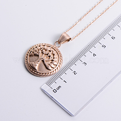 Collares colgantes circulares de árbol de la vida de acero inoxidable&nbsp;BH2747