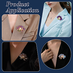 Broches en alliage de zinc et strass en émail&nbsp;JEWB-WH0001-53G-01