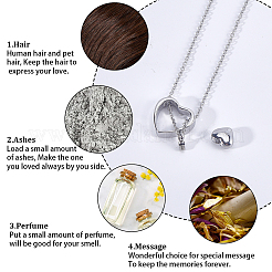 1 pezzo di collana per ceneri con ciondolo a forma di cuore in acciaio inossidabile 304&nbsp;NJEW-CN0001-19P