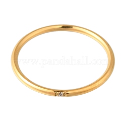 Ionenplattierung (IP) 304 Edelstahl Mikropflaster klare Zirkonia Solitärringe&nbsp;RJEW-B066-12G
