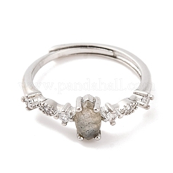 Anelli regolabili in labradorite naturale occhio di cavallo&nbsp;RJEW-Q817-02P-04