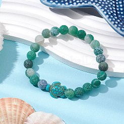 Braccialetti elastici con perline rotonde in agata naturale invecchiata e tinta&nbsp;BJEW-JB11074-03