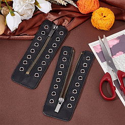 Schnürstiefel aus PU-Leder mit Reißverschlusseinsätzen&nbsp;DIY-WH0387-37B-01