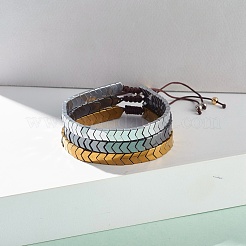 Set di braccialetti con perline intrecciate in ematite sintetica a 3 colori a forma di freccia&nbsp;BJEW-JB07502
