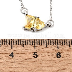 Halsketten mit rechteckigem und herzförmigem Anhänger aus Messing mit Zirkonia-Pavé-Fassung und Kabelkette&nbsp;KK-CBAB173-04P-05
