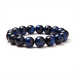 Perle tonde di tigre naturale dell'occhio allungare bracciali&nbsp;BJEW-PH0001-10mm-14