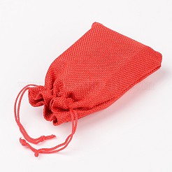 Polyester Imitation Sackleinen Verpackungsbeutel Kordelzugbeutel&nbsp;ABAG-R004-14x10cm-01